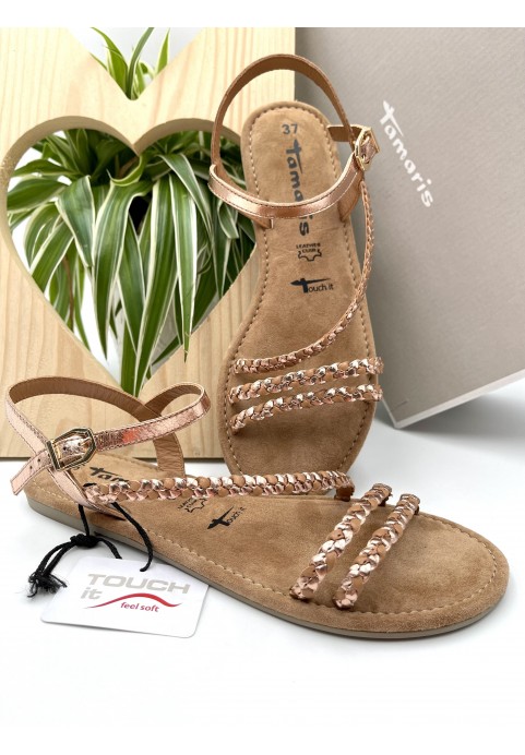 Tamaris Sandales Copper Woven rose/doré