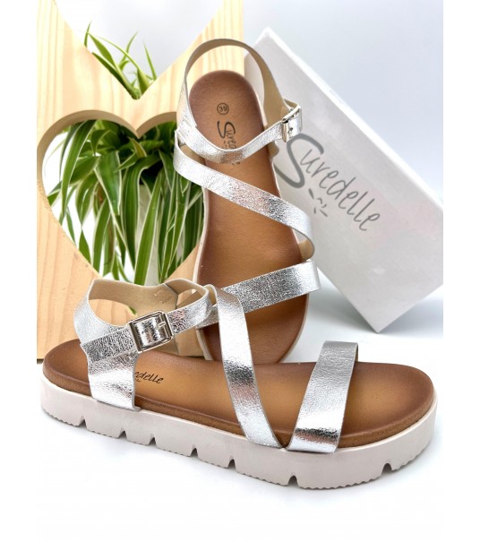 Sandale Compensée Argentée 2