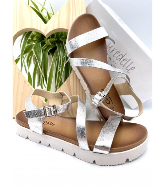 Sandale Compensée Argentée
