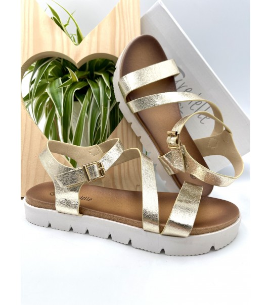 Sandale Compensée Dorée